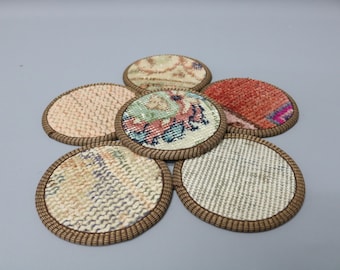 Prezent dla niej, Podkładka Kilim, Podkładka pod napój, Podkładka beżowa, Podkładka dywanowa, Podkładka vintage, Podkładka tkana, Podkładka ręcznie robiona,