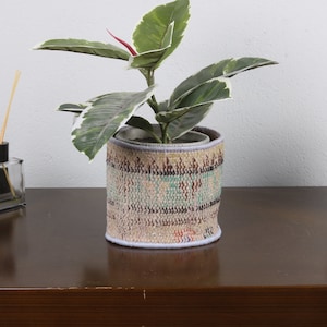 Rug Design Planter, Turkish Rug Basket, Flower pot cover, Bedroom Decor, 6x7 Inches, Balcony Decor, Plant Pot Box, Yarn Storage, 22
