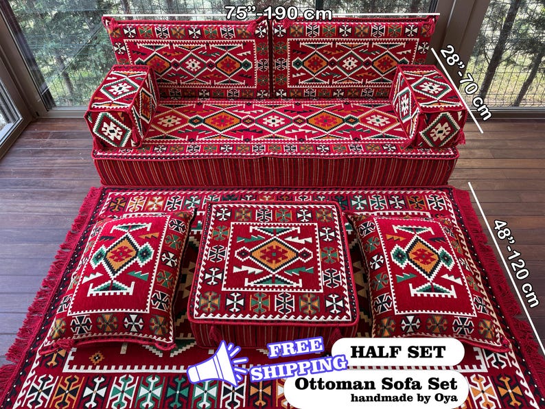 Sectional Floor Seating, Majlis Seating, Living Room Floor Sofa Set, Ottoman Floor Seating, Traditional Floor Sofa, U-shaped Floor Cushion, image 3