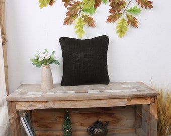 Almohadas antiguas, almohada bohemia, almohada étnica Kilim de 12x12, funda de almohada Kilim, almohada marrón, almohada de cáñamo, funda de cojín bohemia,