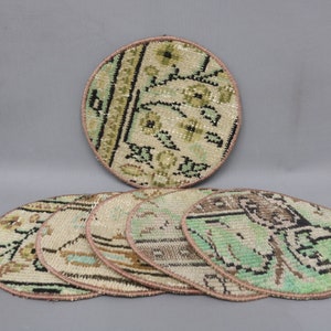 Washabla Supla, Rug Supla, Kilim Supla, Dining Accessory, Round Supla, Set Of Six, 10&quot;x10&quot; Kitchen Decor, Rustic Supla, Beige Supla, 29
