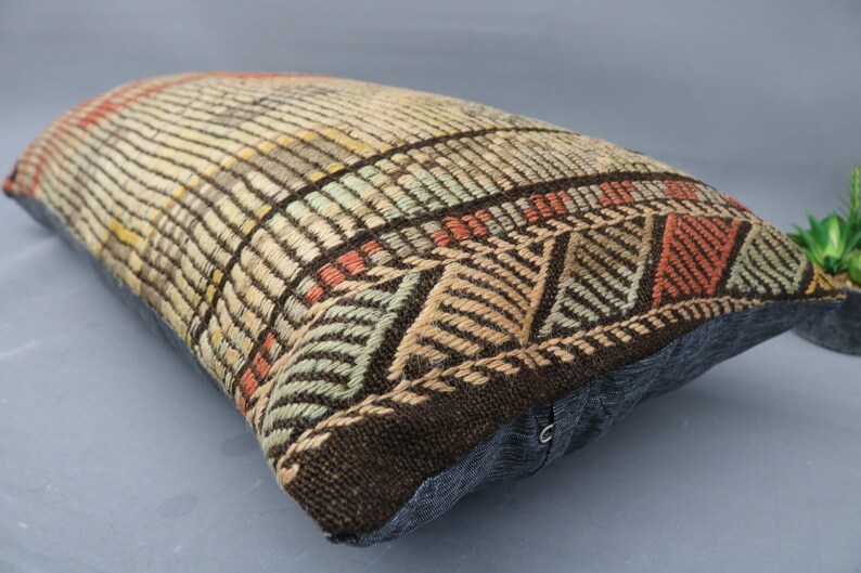 Pillow Cover,Orange Pillow 16x36 Bedding Pillow Throw Pillow 1272 Bohemian Kilim Pillow Embroidered Pillow,Lumbar Pillow,Designer Pillow