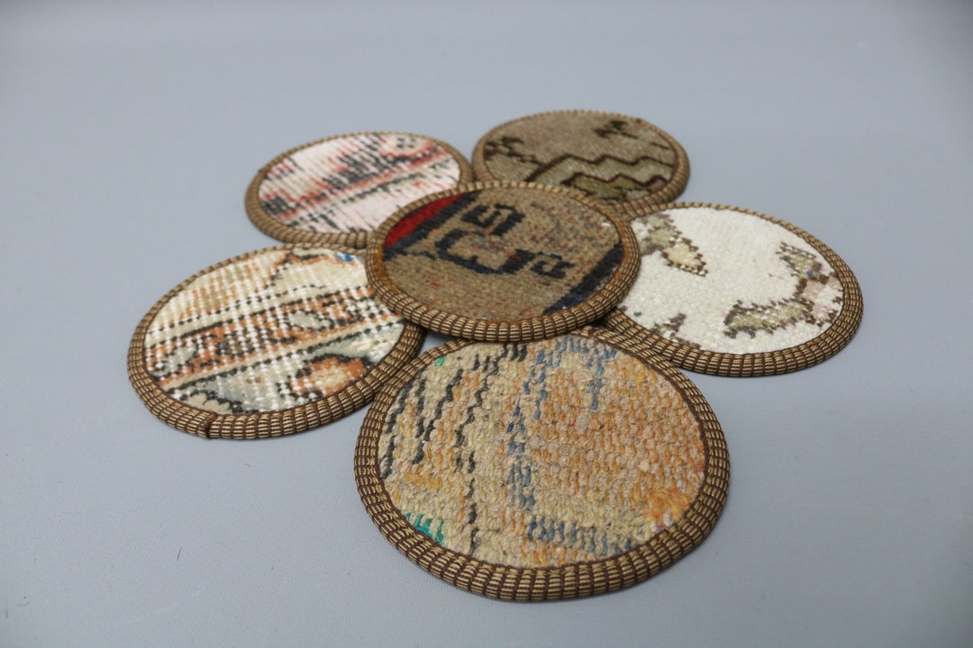 Tea Pad, Rug Coaster, Gift for Her, Brown Pad, Rug Pad, Circle Coaster ...