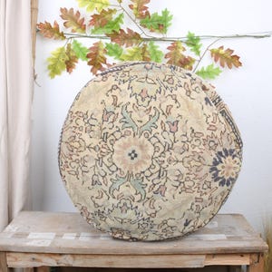 Runder 50 cm Pouf aus Vintage Kelim - Einzigartiges Geschenk für Makeovers