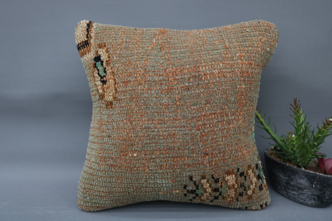 Antique Pillows, Turkish Kilim Pillow, Kilim Pillow Cover, 12x12 Red