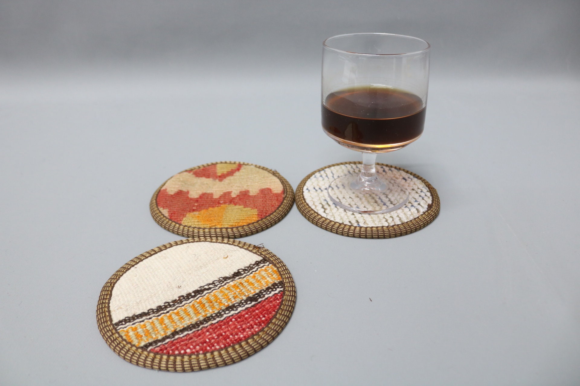 Rug Coaster, Glass Pad, Kitchen Decor, White Coaster, Striped Coaster ...