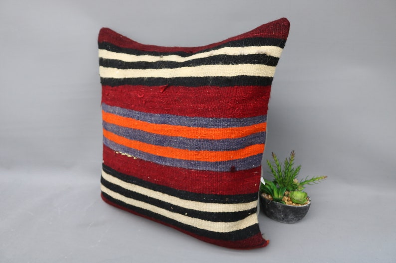 Cushion Cover 24x24 Best Home Decor Pillow Beige Pillow Striped Pillow Kilim Pillow Outdoor Pillow,Large Pillow Handwoven Pillow 2907