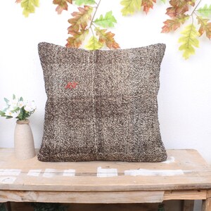 Almofada étnica Kilim, Almofadas antigas, Almofada Kilim 18x18, Almofada Kilim, Capa de almofada marrom, Almofada monocromática simples,
