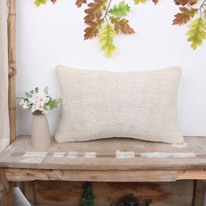 Gift Pillow, Vintage Kilim Throw Pillow, 12x20 Kilim Pillow Cover, Pillow for Couch, White Pillow Cover, Door Stopper Pillow, Hemp Pillow,