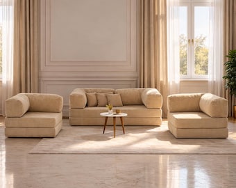 Luxury Modular Sofa Velvet Couch, Low Profile Living Room Seating, Modern Designer Lounge Sofa, Velvet Modular Sofa Floor Couch,