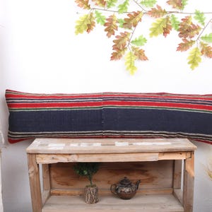 Kilim Pillow Cover, Pillow for Couch, 12x48 Pillow for Sofa, Throw Kilim Pillow, Blue Cushion Case, Patchwork Pillow, Boho Stripe Pillow,