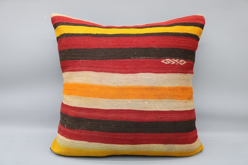 Kilim Pillow 28x28,Kilim Pillow Cover,Outdoor Pillows,Needlepoint Wool,Big Size Kilim Pillow,,Cushion Cover,Red Striped Pillow Cover 477