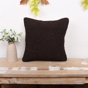 Almofada de decoração para casa, almofada Kilim feita à mão, almofada Kilim 12x12, almofada Kilim vintage, almofada preta, almofada monocromática simples,
