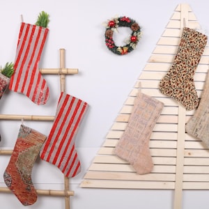 Calza di Natale antica in Kilim, Calza di Natale vintage in tappeto, Calza di Natale personalizzata, Calza di Natale per bambini, Calza di Natale lavorata a maglia,