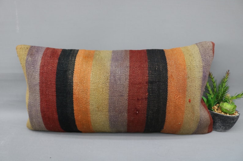 Black Pillow Kilim Pillow Rustic Pillow Pillow Cover 5063 Striped Pillow Throw Pillow Antibacterial Pillow 12x24 Turkish Pillow