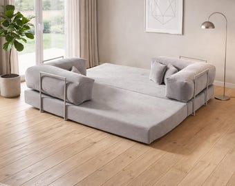 Compact Foldable Modular Sofa Floor Couch, Velvet Lounge Seating, Low Profile Modern Cozy Sofa, Home Lounge Seating,