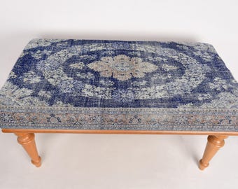 Ottoman Bench, Dining Table Bench, Porch Bench, Upholstered Bench, Turkish Rug Bench, Kilim Bench, Home Decor Bench, Handmade Bench