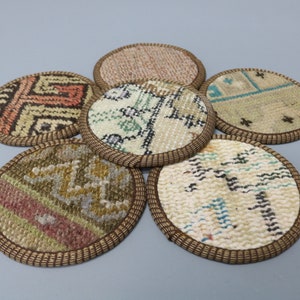 Coffee Cup Pad, Glass Pad, Kilim Coaster, Beige Coaster, Rug Coaster, Antique Rug Coaster, Washable Coaster, Vintage Coaster,