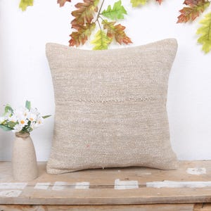 Pillow for Sofa, Vintage Kilim Pillow, 16x16 Pillow for Couch, Interior Designer Pillow, Beige Cushion Case, Vintage Hemp Kilim  Pillow,