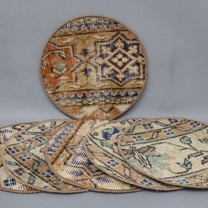 Wholesale Rug Supla, Turkish Rug, Hand Crafted Supla, Set Of Six, Dining Accessory, 12&quot;x12&quot; Gift Supla, Kitchen Decor, Circle Under Plate, 5