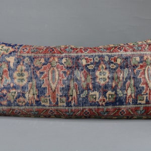 Turkish Kilim Pillow, Pillow Covers, 16x36 Blue Pillow, Rug Cushion, Bohemian Pillow Covers, Bolster Throw Pillow Case, 1595