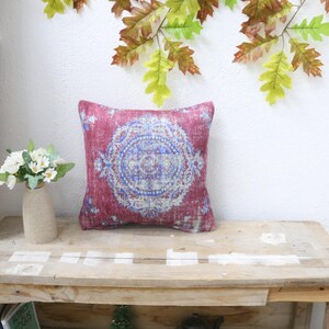 Personalized Rug Pillow, Upcycled Throw, Kilim Pillow Covers, Patterned Pillows, Holiday Decor, Vintage Style Pillow, Ethnic Cushion,