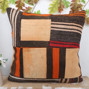 Vintage kelimkudde, turkisk kudde, 24x24 handgjord kelimkudde, vintage kelimpudding, gul kudde, lapptäckeskudde,