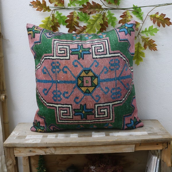 Kilim Pillow Covers, Ethnic Cushion, Upcycled Throw, Patterned Pillows, Holiday Decor, Personalized Rug Pillow, Vintage Style Pillow,