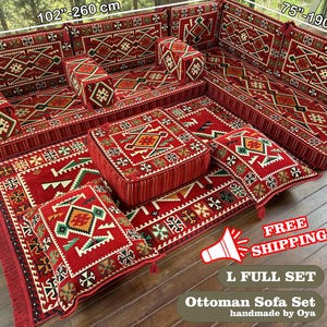 Ottoman Floor Seating, Traditional Floor Sofa, U-shaped Floor Cushion, Sectional Floor Seating, Ethnic Home Decor Seating, Traditional Sofa,