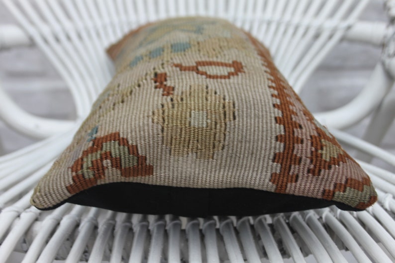 Handwoven Pillow Turkish Kilim Pillow Brown Pillow Cushion Case 8x16 Ethnic Pillow Sofa Pillow 799 Embroidered Pillow Designer Pillow