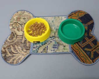 Bone Pad, Custom Pad Mat, Feeding Pad, Orange Pad, Rug Pad, Wholesale Dog Pad, Handmade Mat, Water Bowl Pad, Vintage Mat,