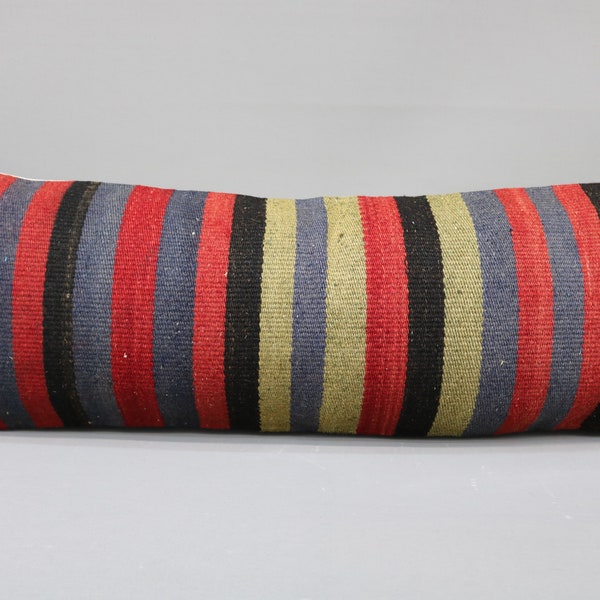 Kilim Pillow Covers, Kilim Pillows, Throw Pillow, 12x36 Garden Cushion, Striped Cushion Case, Outdoor Patio Cushion, Fun Throw Cushion, 137