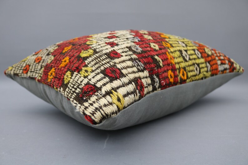 Kilim Pillow Cover,Lumbar Pillow,16x24 Kilim Pillow,Boho Pillow,Outdoor Pillow,Throw Pillow,Bedding Pillow,Embroidered Kilim Pillow 2908