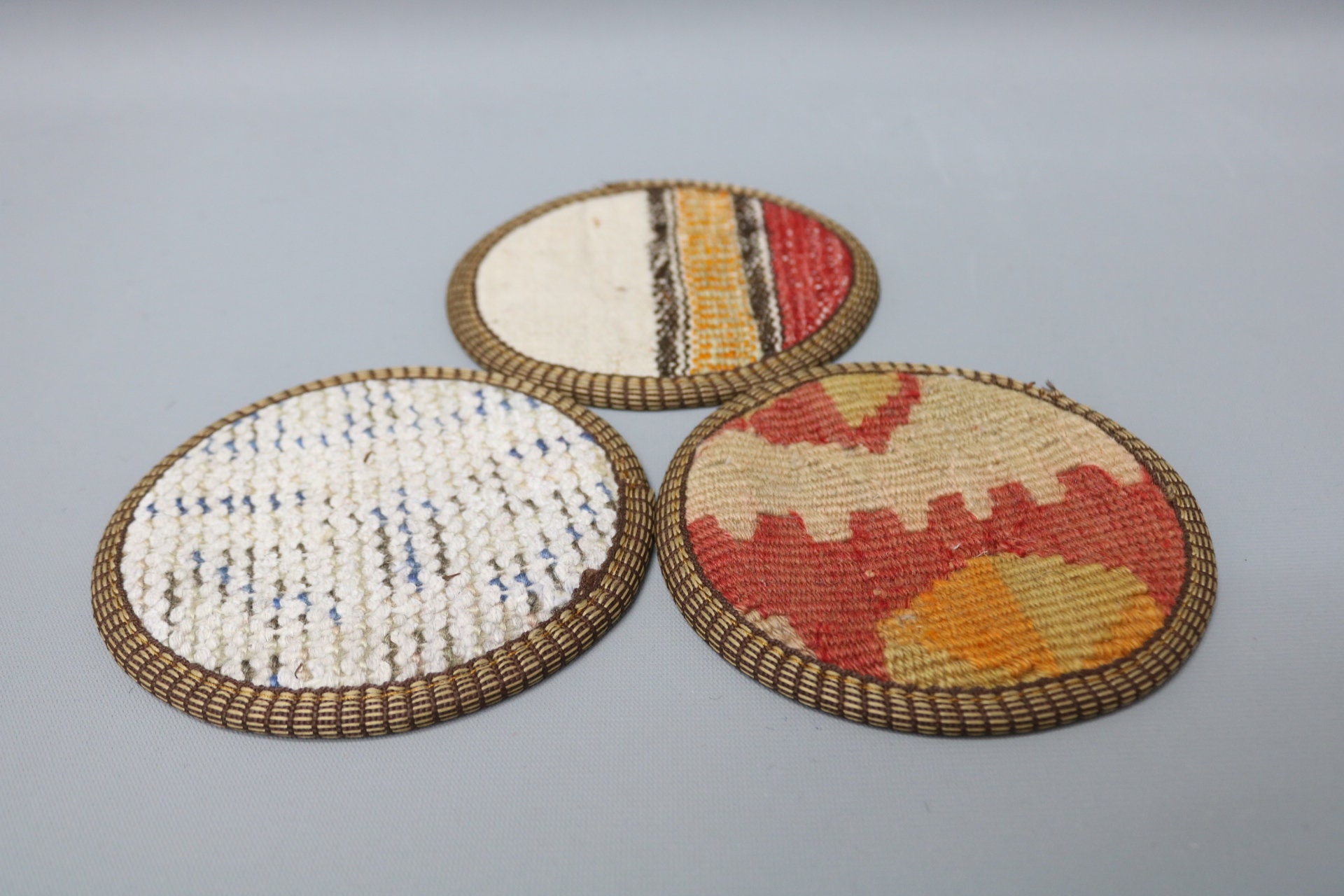 Rug Coaster, Glass Pad, Kitchen Decor, White Coaster, Striped Coaster ...