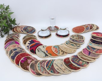 Wholesale Kilim Coaster, Rug Coaster, Handmade Coaster, Beer Coaster, Washable Coaster, Coffee Coaster, 5x5&quot; Drink Coaster, Vintage Coaster,