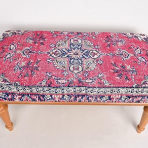 Medallion Bench, Mudroom Bench, Ottoman Bench, Upholstered Bench, Turkish Rug Bench, Kilim Bench, Home Decor Bench, Handmade Bench