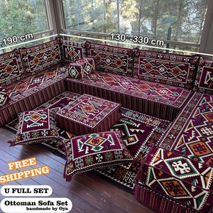 Traditional Sofa Set, Living Room Floor Sofa, Arabic Sofa, Ottoman Floor Pillow, Floor Sofa, U-shaped Sofa, Ottoman Sofa, Cushion Pillow