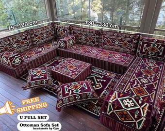 Traditional Sofa Set, Living Room Floor Sofa, Arabic Sofa, Ottoman Floor Pillow, Floor Sofa, U-shaped Sofa, Ottoman Sofa, Cushion Pillow