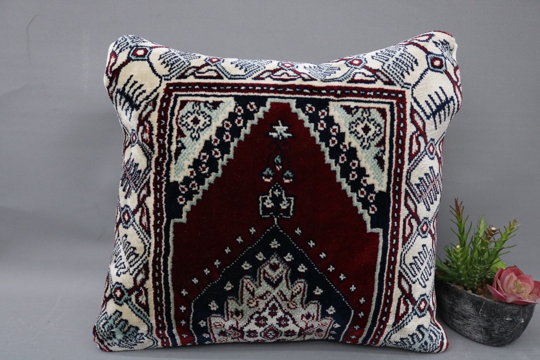 Kilim Pillow Covers, Body Pillow, Home Decor Pillow, 16x16 Red Pillow