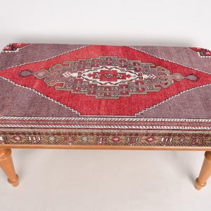 Ottoman Bench, Mudroom Bench, Wood Work Bench,  Upholstered Bench, Turkish Rug Bench, Kilim Bench, Home Decor Bench, Handmade Bench