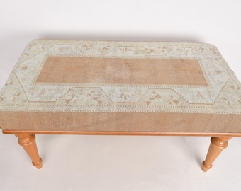 Ottoman Bench, Soft Tones Bench, Turkish Rug Bench, Bench, Boho Bench, Handmade Bench, Modern Bench, Minimal Bench, 4 Different Leg Color,