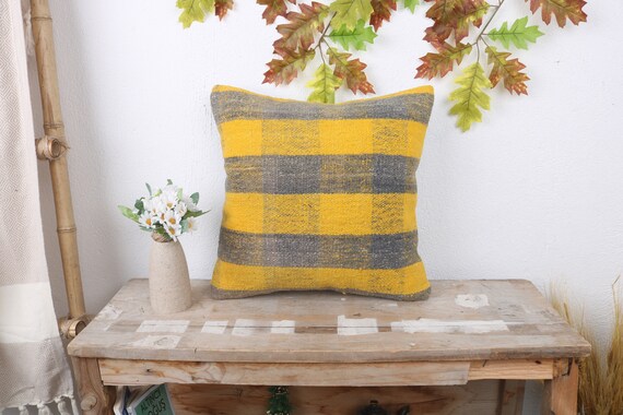 キリム枕カバー、インテリアデザイナー枕、16x16キリム枕、ギフト枕