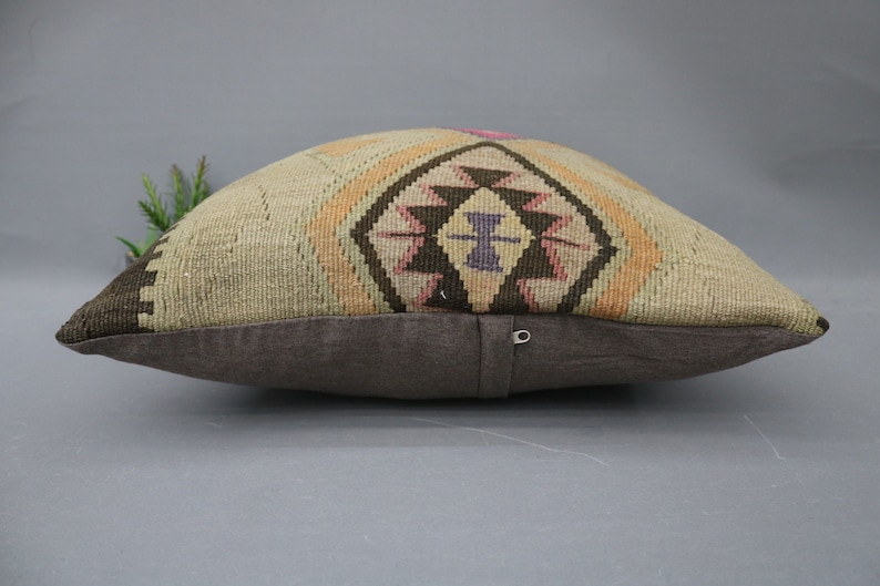 Turkish Pillow 20x20 Beige Cover 6693 Nomadic Pillow Geometric Pillow Pillow Cover Home Decor Pillow Handwoven Case Antique Pillow