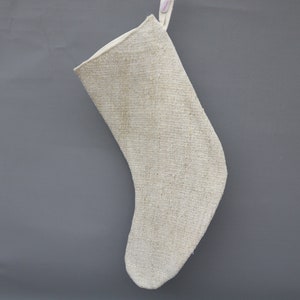 Gift Christmas Stocking, Beige Stocking, Hemp Christmas Socks, Kilim Stocking, Santa Cruz Stocking, Christmas Stocking, Christmas Gift 218