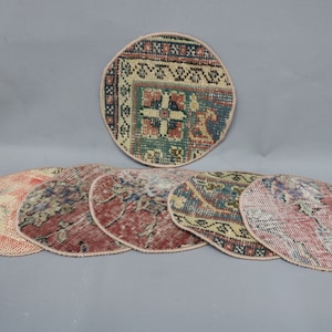 Rug Supla, Gift For Her, Dining Accessory, Brown Placemat, 12&quot;X12&quot; Rug Supla, Wholesale Underplate, Oriental Carpet Pad, Vintage Supla, 43