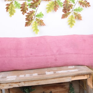 Almohada de regalo, almohada de diseñador de interiores, almohada vintage Kilim de 40,6 x 122,8 cm, funda de almohada bohemia, cojín rosa, almohada lumbar, almohada de cáñamo.