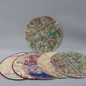Decoración de cocina, regalo para ella, mesa, posavasos azul, almohadilla para alfombra, mantel individual hecho a mano, mantel individual antideslizante, almohadilla para alfombra oriental, almohadilla tejida,