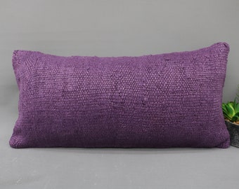 Oreillers design, housses de coussin, oreiller turc, taie d'oreiller violet 12 x 24, taie d'oreiller de chanvre, coussin brodé, 4259