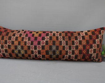 Rustic Pillow, 16x48, Turkish Pillow, Throw Pillow, Embroidered Pillow, Pink Pillow, Traditional Pillow, Pillow Cover, Kilim Pillow, 1561