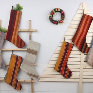 Kilim Stockings, Luxury Unique Stocking, Family Set Christmas Stockings, Hanging Stockings, Perfect Gift for Christmas, Handwoven Stocking,